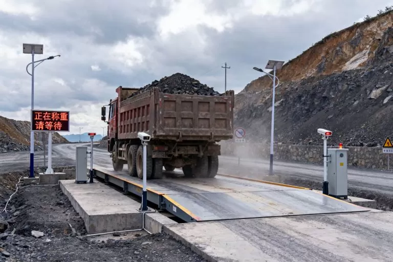 Truck scale weighbridge on mining site, heavy duty vehicle weighing for aggregate quarry Aida Weighing